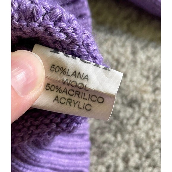 Tach Clothing Womens XS Knit Sweater Purple Crop Scallop N7 - Picture 9 of 9